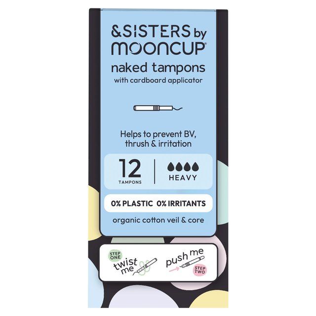 &SISTERS by Mooncup Organic Cotton Eco-applicator Tampons Heavy 12 per pack
