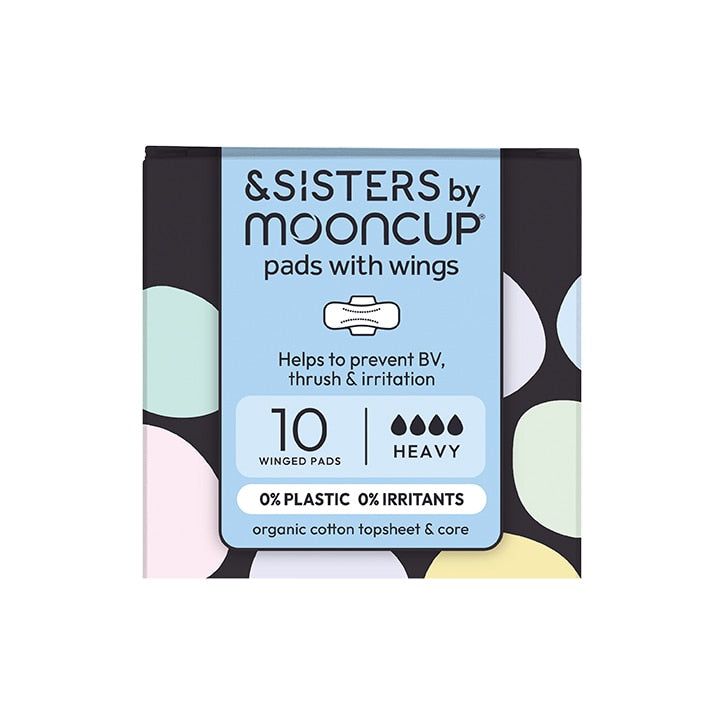 &SISTERS by Mooncup Organic Cotton Period Pads with Wings - Heavy 10 Pack - McGrocer
