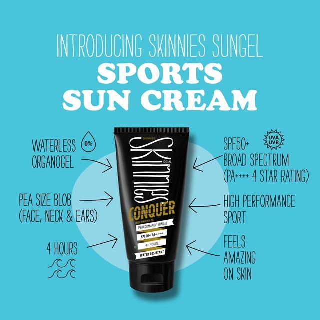 Skinnies SPF 50+ Sunscreen Sungel Conquer Vegan 100ml