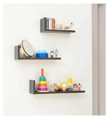 Tutti Bambini Rio Set of Three L-Shaped Wall Shelves - Slate Grey GOODS Boots