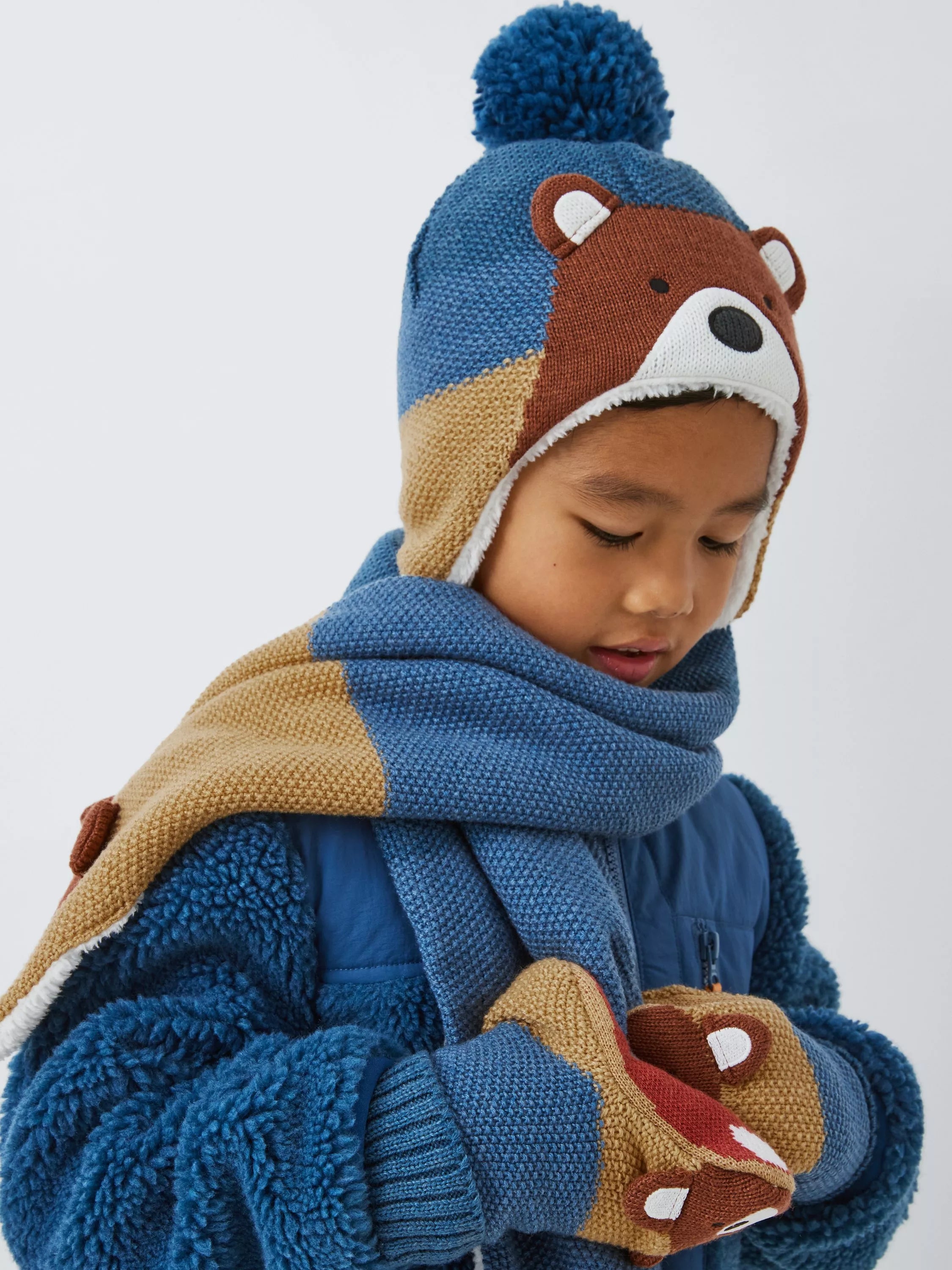 John Lewis Kids' Bear Bobble Hat, Multi - McGrocer