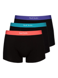 Paul Smith Boxershorts aus Bio-Baumwollmischung mit farbigem Bund, 3er-Pack, Schwarz
