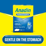 Anadin Paracetamol Pain Relief for Headaches Cold & Flu Tablets 16    16 per pack - McGrocer
