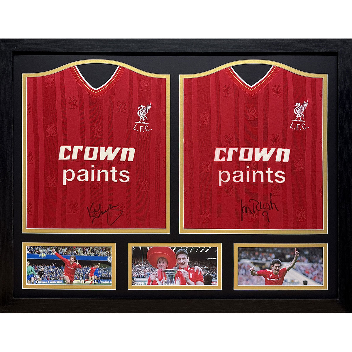 Kenny Dalglish & Ian Rush Double Signed Framed Liverpool Shirts - McGrocer