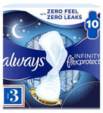 Always Infinity FlexProtect Damenbinden Nachtgröße 3 mit Flügeln, 10 Stück