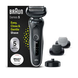 Braun Series 5 Elektrorasierer mit Ladestation und 2 Easy Click Aufsätzen - Weiß 50-W4650cs 