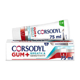 Corsodyl Gum+ Zahnpasta für Mundgeruch und empfindliche Zähne, aufhellend, 75 ml 