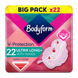 Bodyform Cour-V Ultra Long Damenbinden mit Flügeln, 22er-Packung 