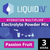 Liquid IV Hydration Multiplier Electrolyte Powder Mix Passion Fruit 3 Sachets