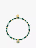 Estella Bartlett Perlenarmband mit Augenanhänger, Gold/Jade