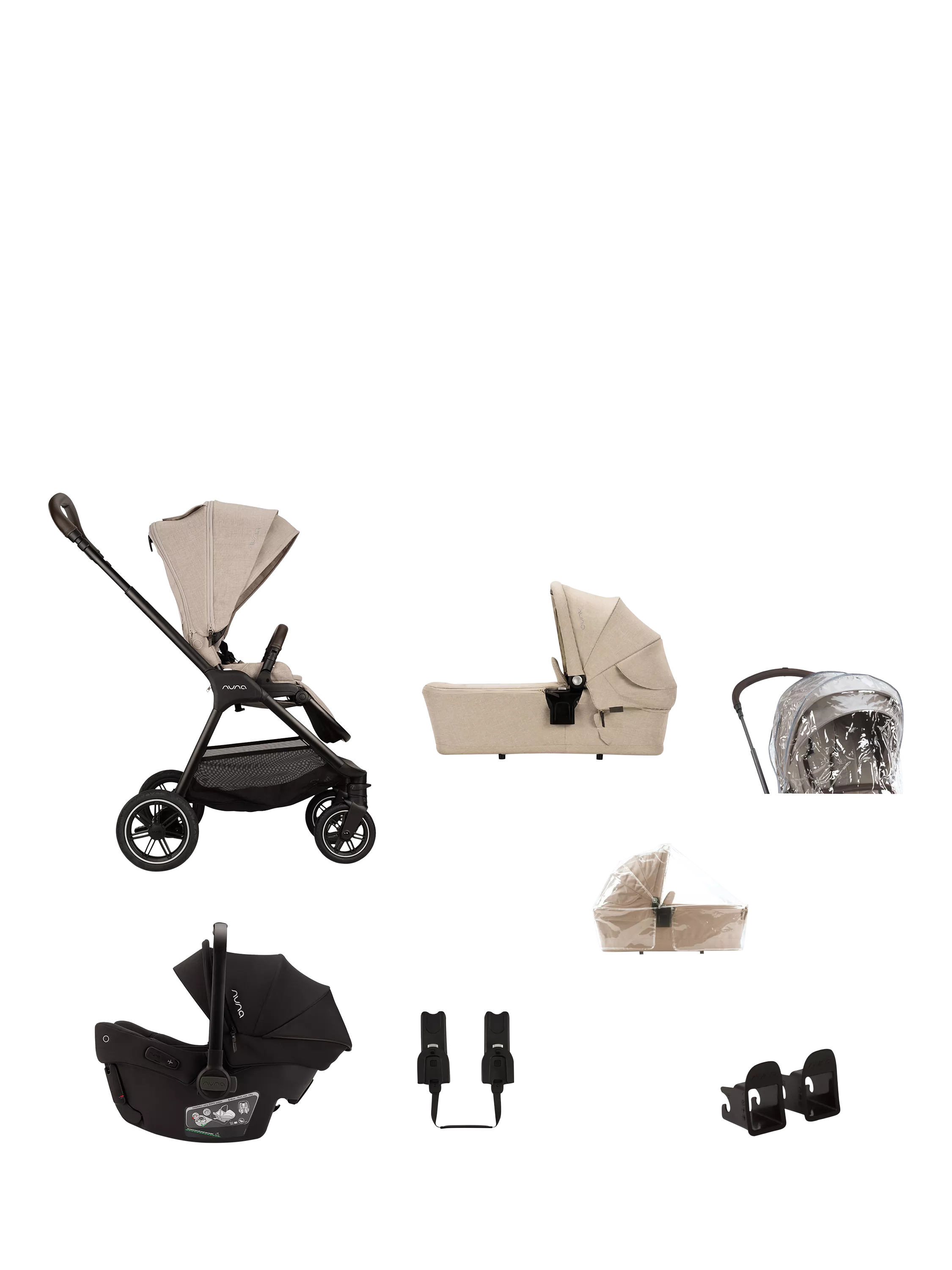Nuna Triv Next Pushchair, LYTL Carrycot & Pipa Urbn Car Seat Travel Bundle - McGrocer