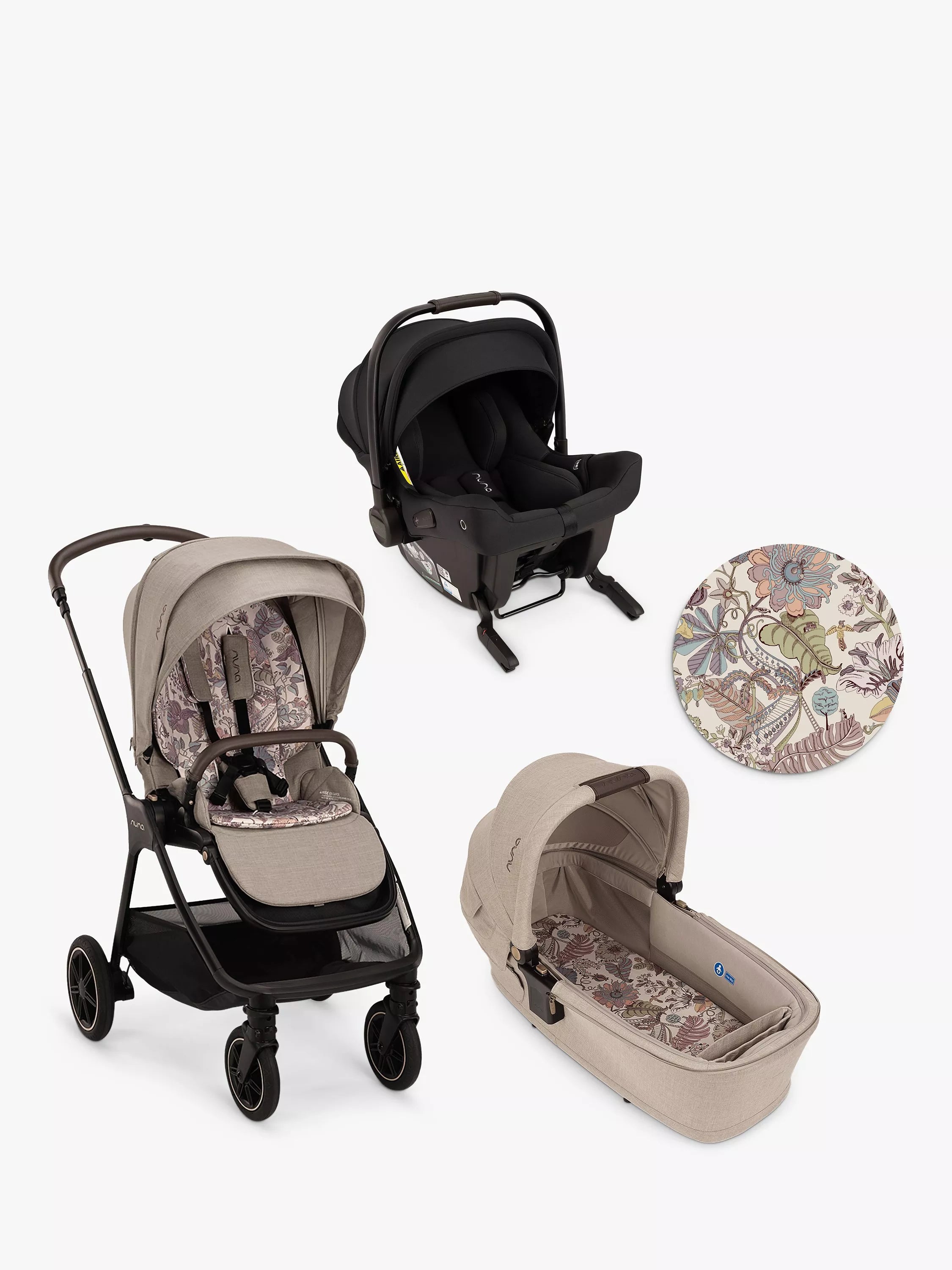 Nuna x Liberty Fantasy Land Collection Triv Next Pushchair, LYTL Carrycot and Pipa Urbn Car Seat Bundle - McGrocer