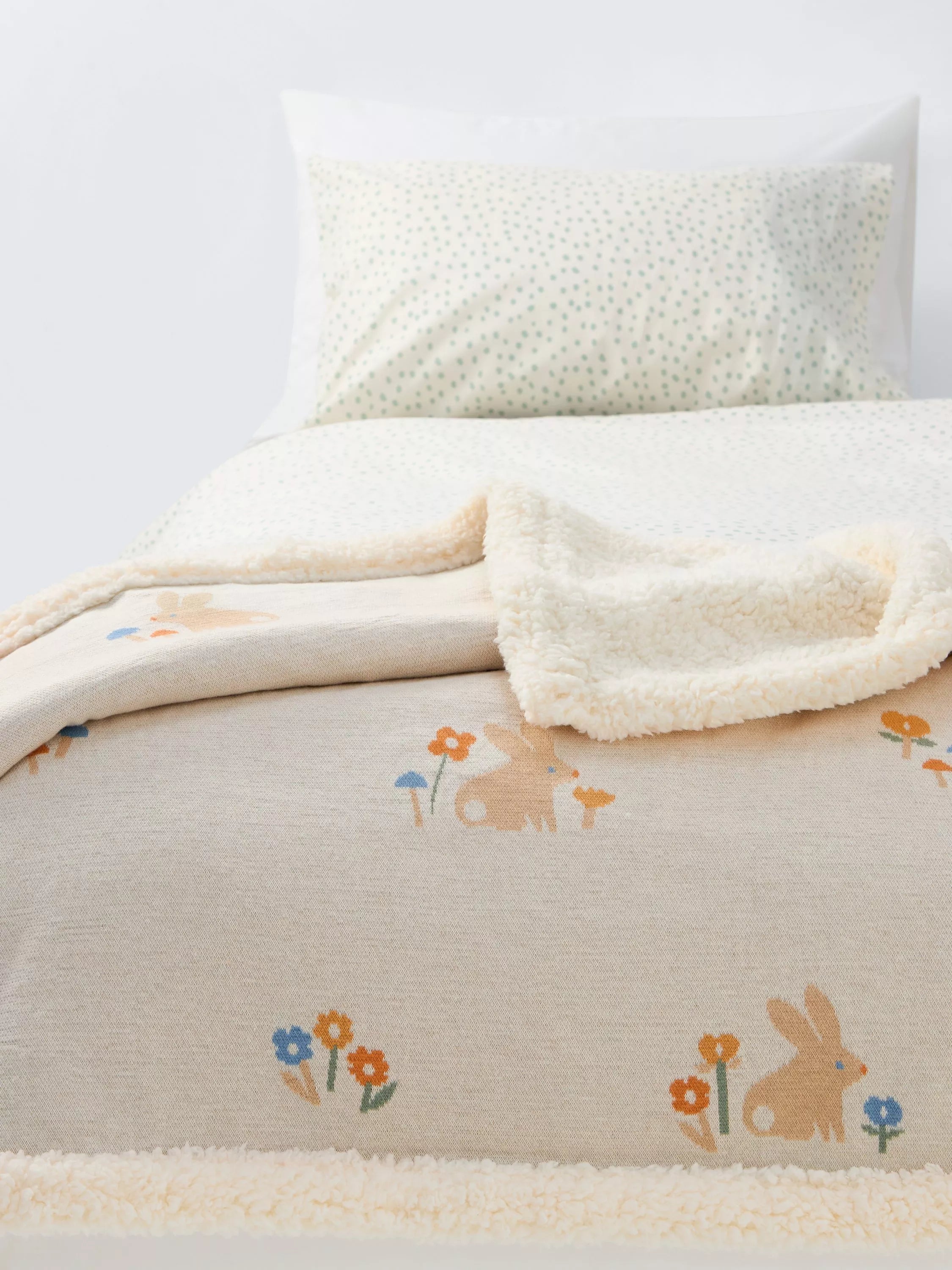 John Lewis Baby Scandi Bunny Sherpa Fleece Blanket, Multi - McGrocer