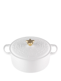 Le Creuset Cast Iron Noel Round Casserole, 24cm, White - McGrocer
