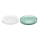Habita 10Cm Pillar Candle Pressed Glass Candle Plate - Clear/Green