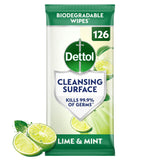 Dettol Lime & Mint Antibacterial Cleansing Surface Wipes x126