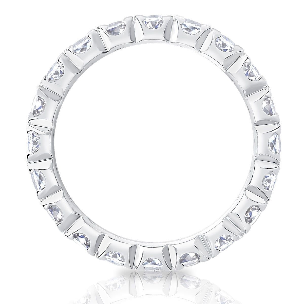 2.00ctw Round Brilliant Cut Claw Set Eternity Ring, Platinum in 6 Sizes - McGrocer