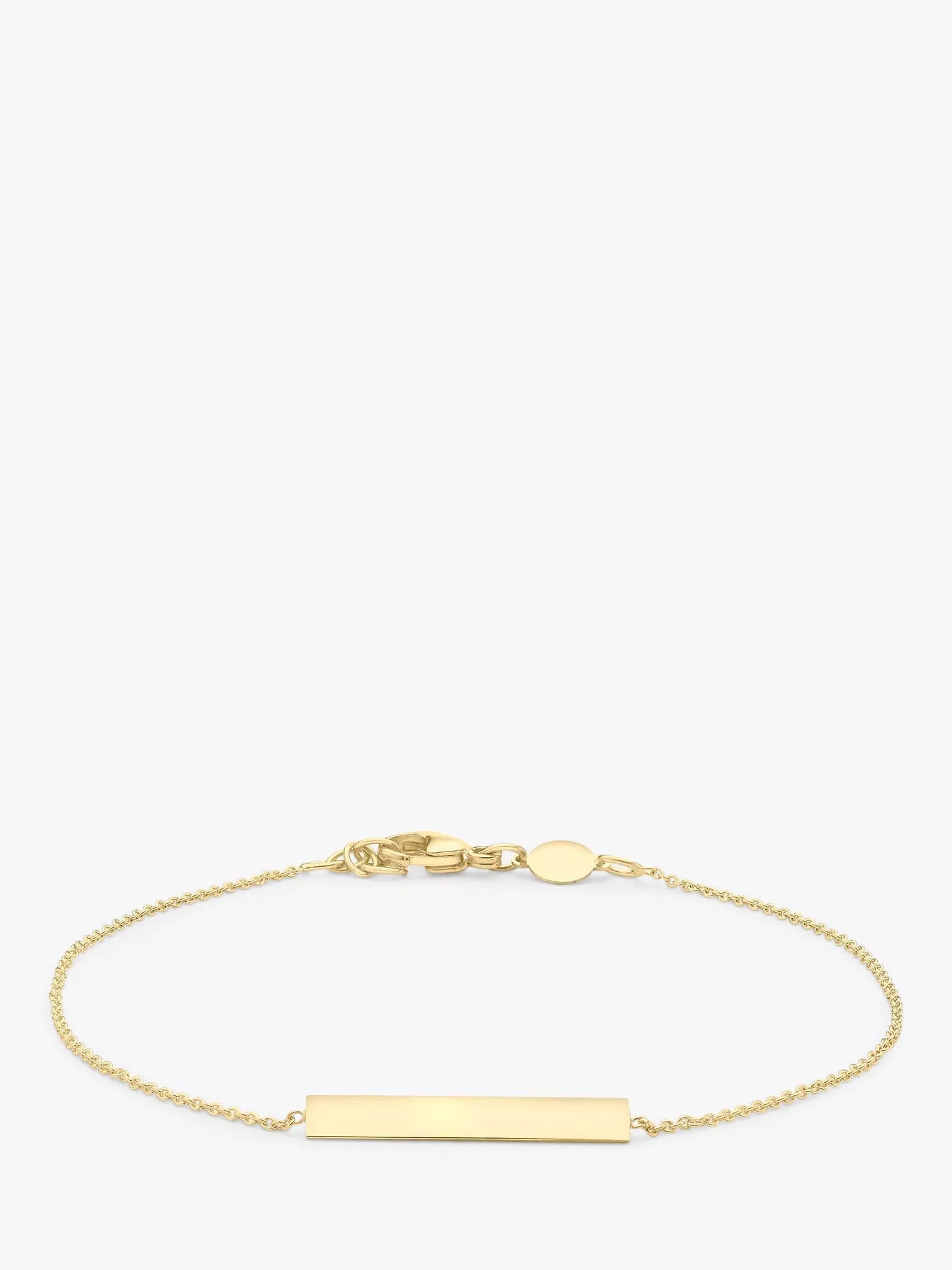 IBB Personalised 9ct Gold Bar Initial Chain Bracelet - McGrocer