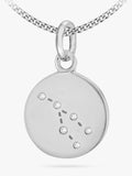 IBB Personalised Taurus Star Sign Disc Pendant Necklace, Silver - McGrocer