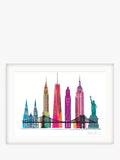 John Lewis Ilona Drew New York Skyline, gerahmter Druck mit Passepartout, 83,5 x 63,5 cm