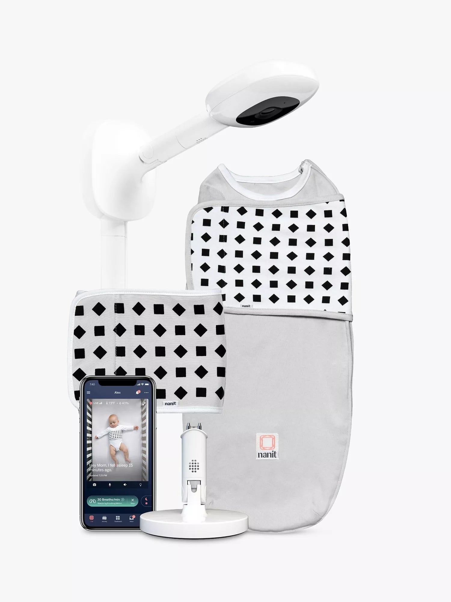Nanit Pro Camera, Wall Mount & Breathing Band Complete Baby Monitoring System - McGrocer