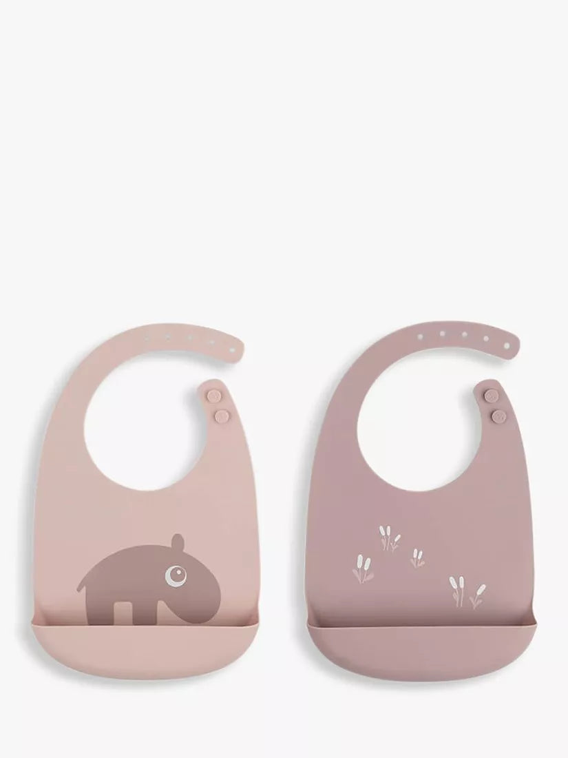 Done by Deer Deer Friends Silicone Bib, Pack of 2, Powder - McGrocer
