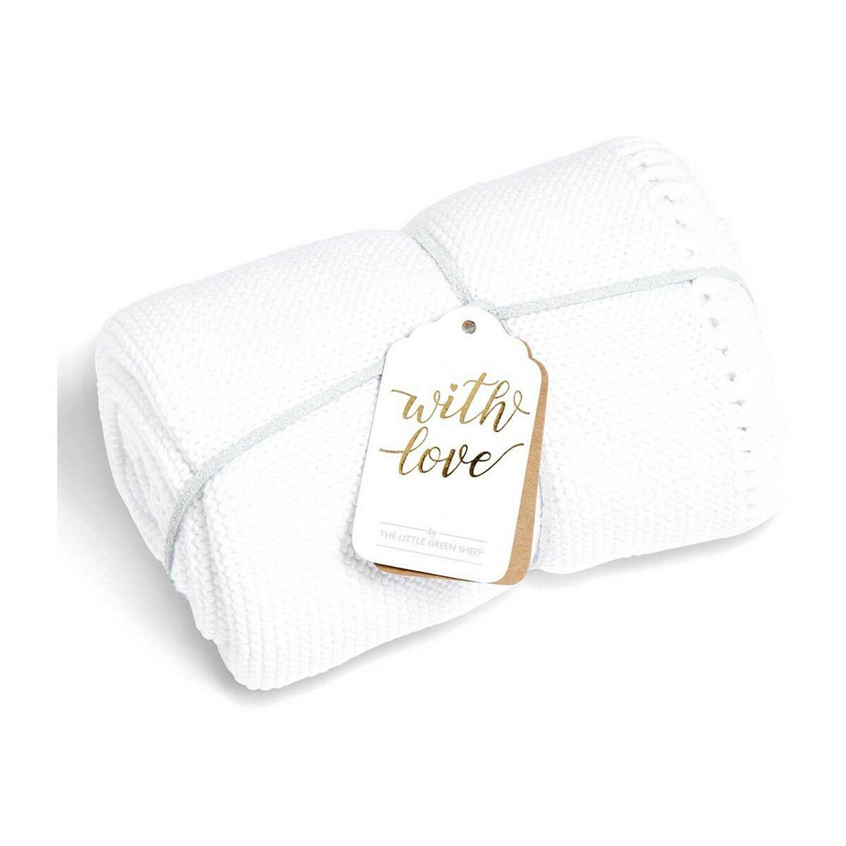 The Little Green Sheep Organic Knitted Cellular Baby Blanket - White GOODS Boots   