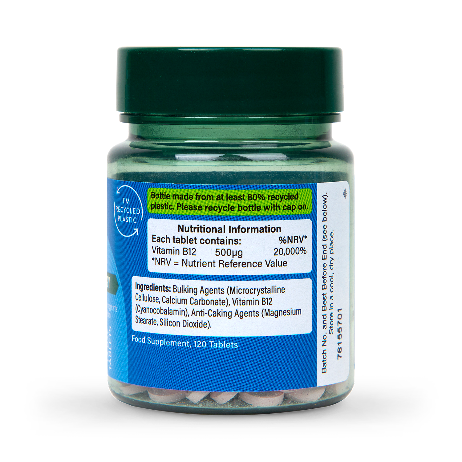 Holland & Barrett Vitamin B12 + Cyanacobalamin 500ug 120 Tablets - 998299