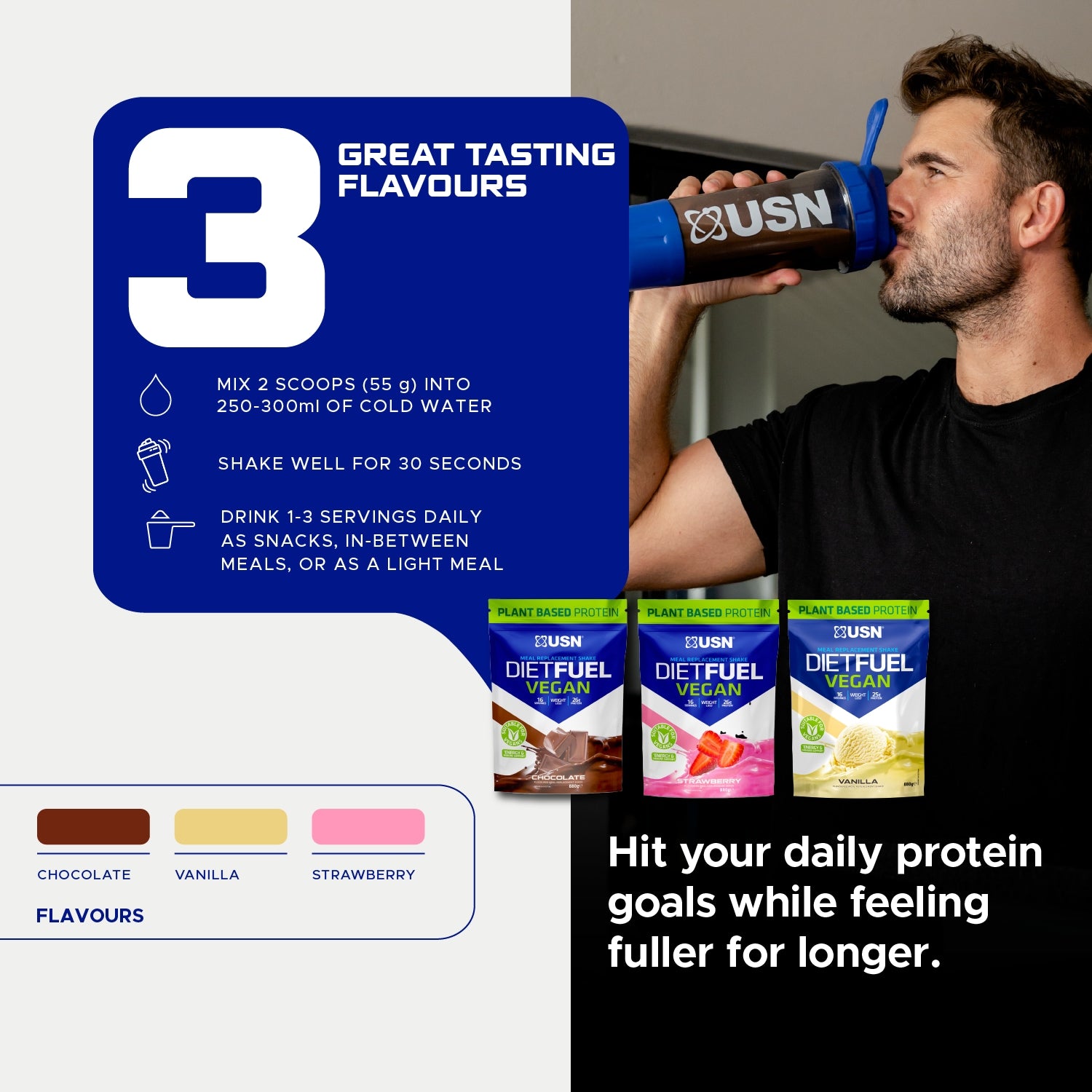 USN Diet Fuel Vegan Meal Replacement Shake Vanilla 880g - 998584