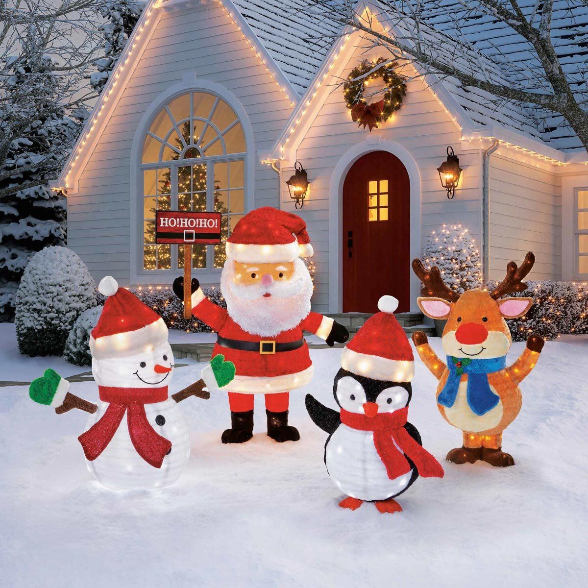 47 inch (1.1m) Santa and Friends with 370 Random Twinkling LED Lights - McGrocer