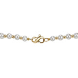 5-9mm Cultured Freshwater Pearl and Gold Bead Graduated Necklace, 14ct Yellow Gold - McGrocer