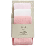 MS Girls Cotton Rich Ribbed Tights 6-12 Months Light Pink 3 Pack
