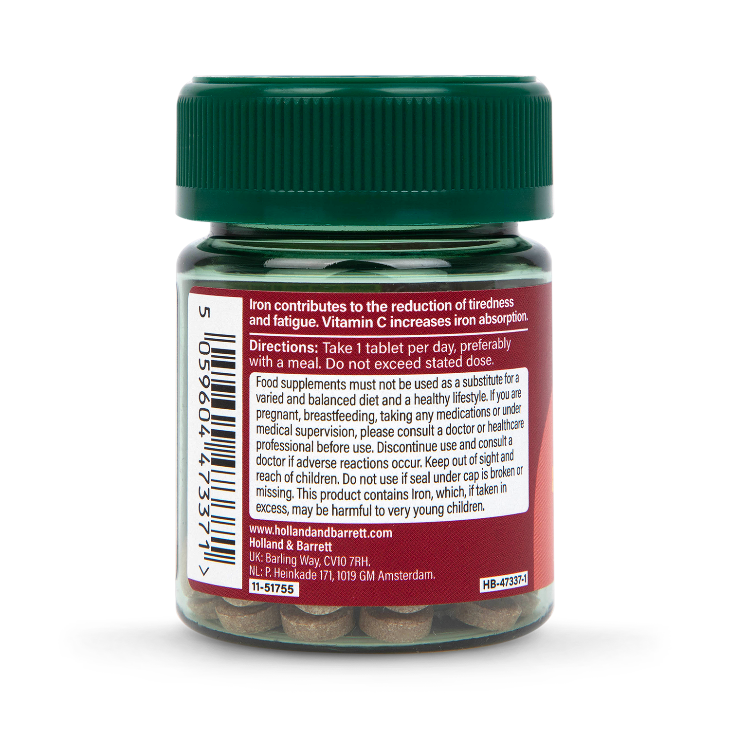 Holland & Barrett Iron & Vitamin C 14mg 30 Tablets - 999032