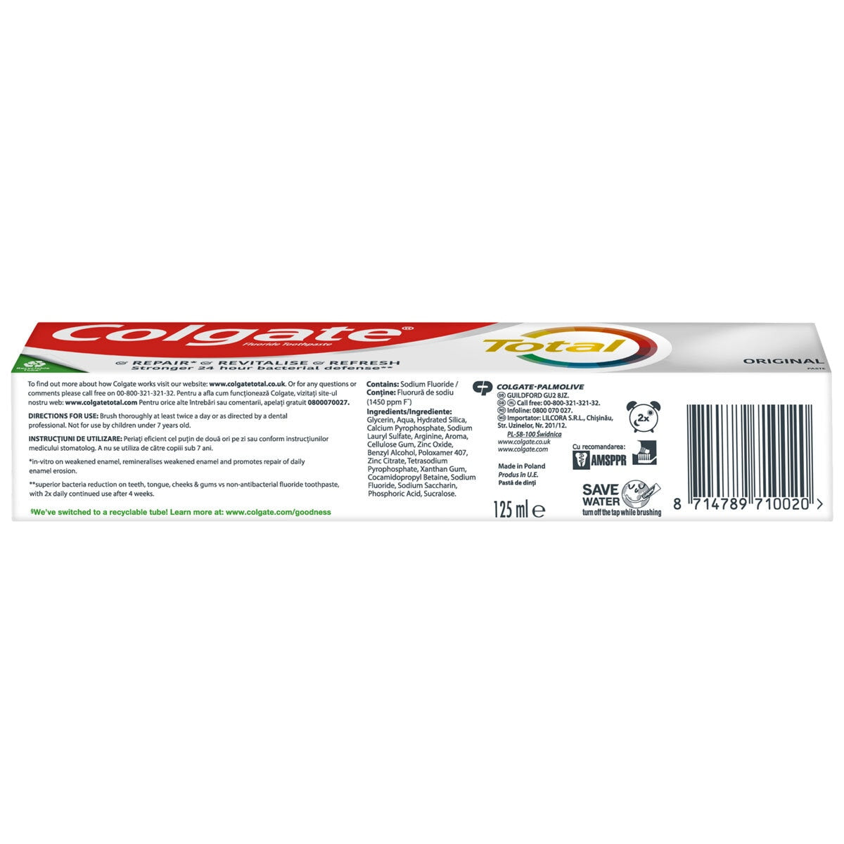 Colgate Toothpaste Total Original Care, 6 x 125ml - McGrocer
