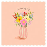 Carlton Thinking of You Card Sending Big Hugs Vase  Flowers Design Greeting Card