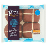 Sainsbury's Triple Chocolate Hot Cross Buns – Probieren Sie den Unterschied! (4 x 280 g)