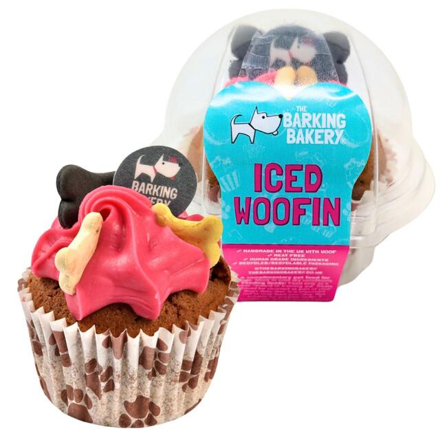 The Barking Bakery Woofin Dog Treat Muffin Vanilla Pink Yogurt Icing   95g - McGrocer