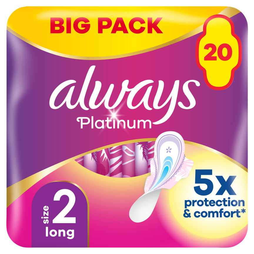 Always Platinum Long Plus (Size 2) Sanitary Towels Wings - McGrocer