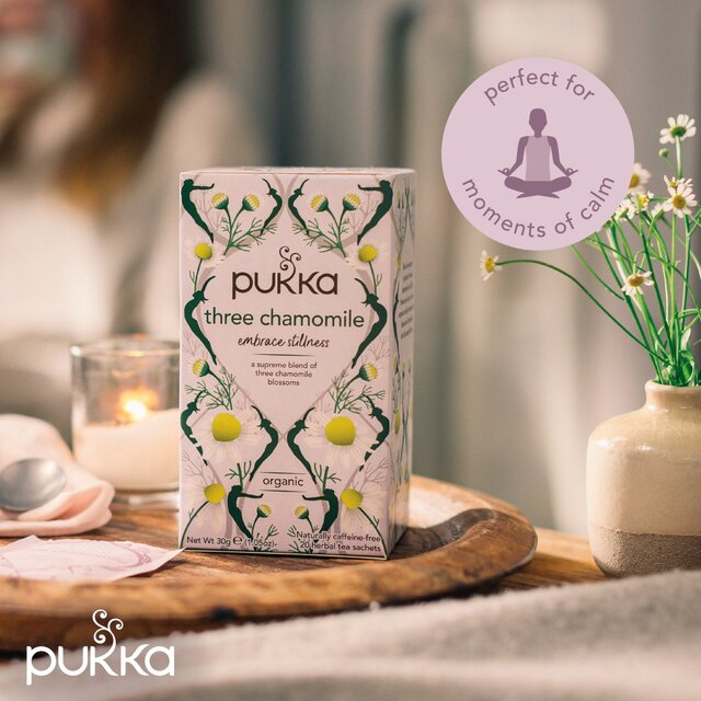 Pukka Organic Three Chamomile Tea 20 Home Compostable Herbal Tea Bags   20 per pack - McGrocer