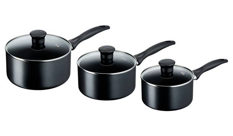 Tefal 3 Piece Non Stick Aluminium Induction Pan Set - Black GOODS Argos