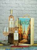 Le Bon Vin Französischer Provence Rosé, 2 Flaschen, Holzgeschenkbox