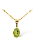 Halskette mit Anhänger aus grünem, gelbgoldfarbenem Peridot (7 x 5 mm, 9 Karat) von The Diamond Store 