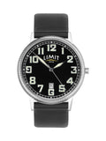 Limit Pilot 40 mm Herren-Armbanduhr, rund, silber, analog, mit schwarzem Armband 