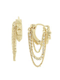 AllSaints Gold Pyramid Chain Hoop Earrings