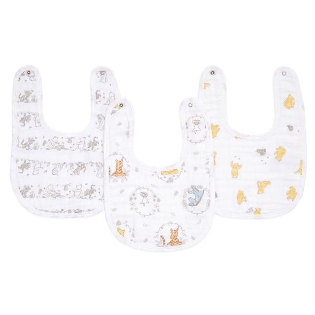 Aden+Anais essentials 3 pack cotton muslin baby snap bibs Winnie+friends   3 per pack - McGrocer
