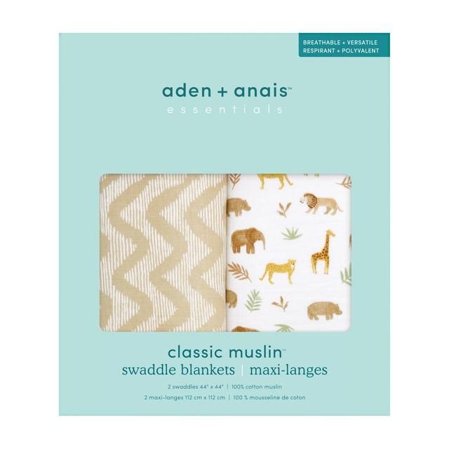 Aden+Anais essentials cotton muslin 2 pack swaddle blanket tanzania   2 per pack - McGrocer