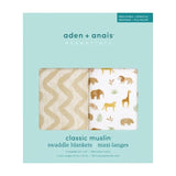 Aden+Anais essentials cotton muslin 2 pack swaddle blanket tanzania   2 per pack - McGrocer