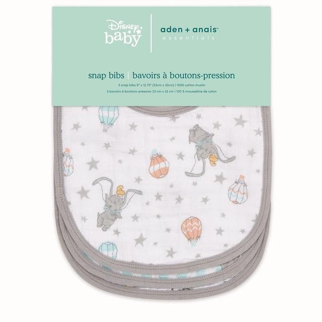 Aden + Anais Muslin Bibs Snap Closure Dumbo   3 per pack - McGrocer