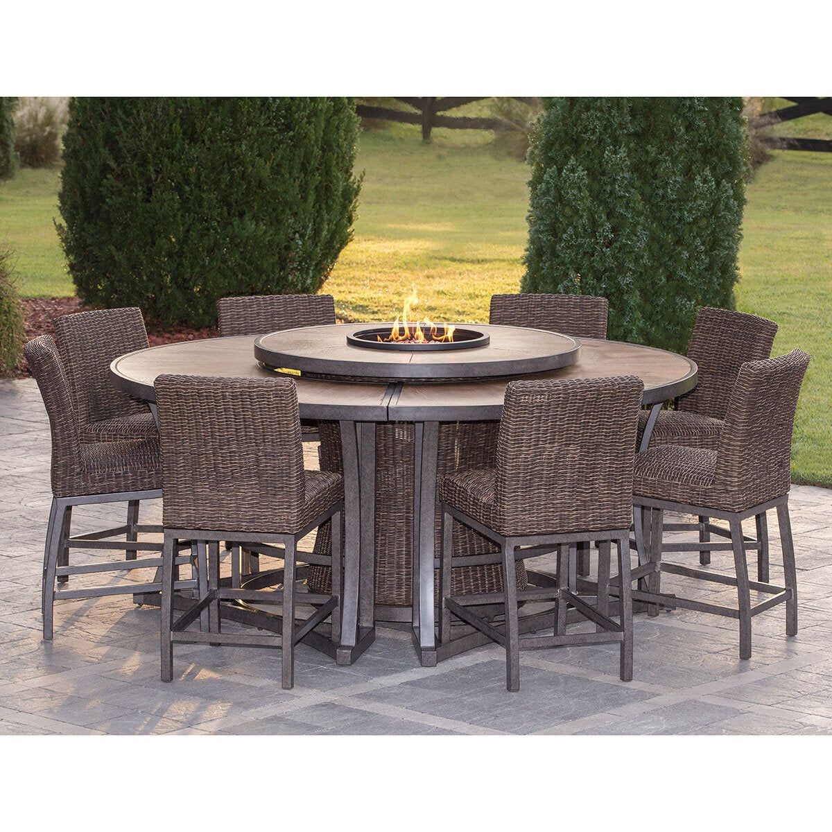Agio Brentwood 11 Piece High Dining Fire Wicker Chat Set - McGrocer