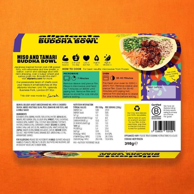 allplants Miso and Tamari Buddha Bowl for 1   398g - McGrocer